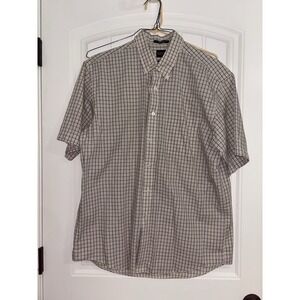Arrow Brown & Black Plaid Short Sleeve Button Down Shirt Men's Size Large